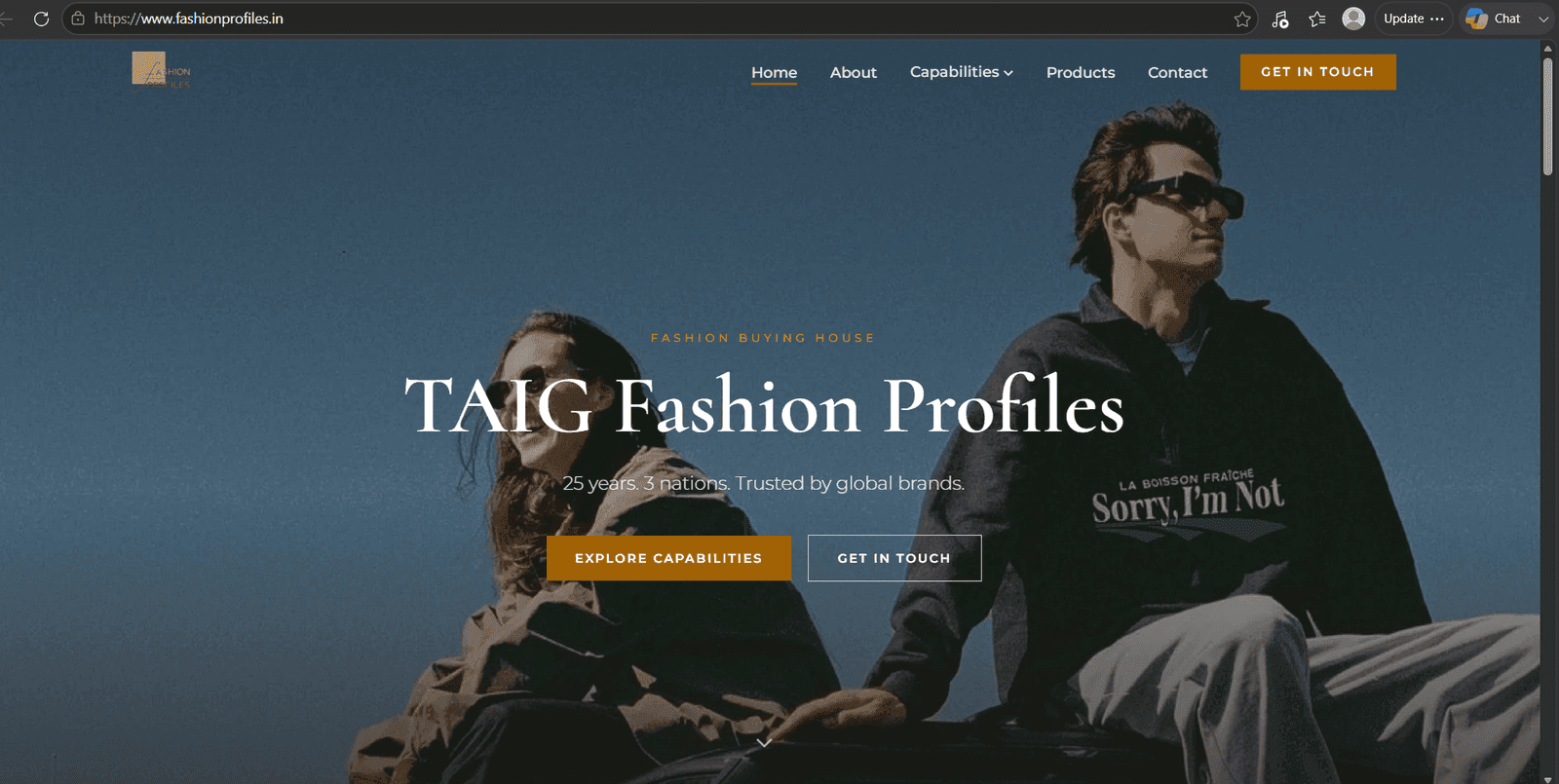 TAIG Fashion Profiles homepage